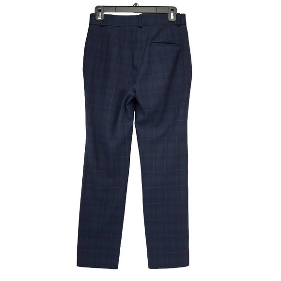 MAJE Preppy Plaid Academia Office Crop Pleated Navy Blue Trousers Pants Size 34 - Picture 2 of 13